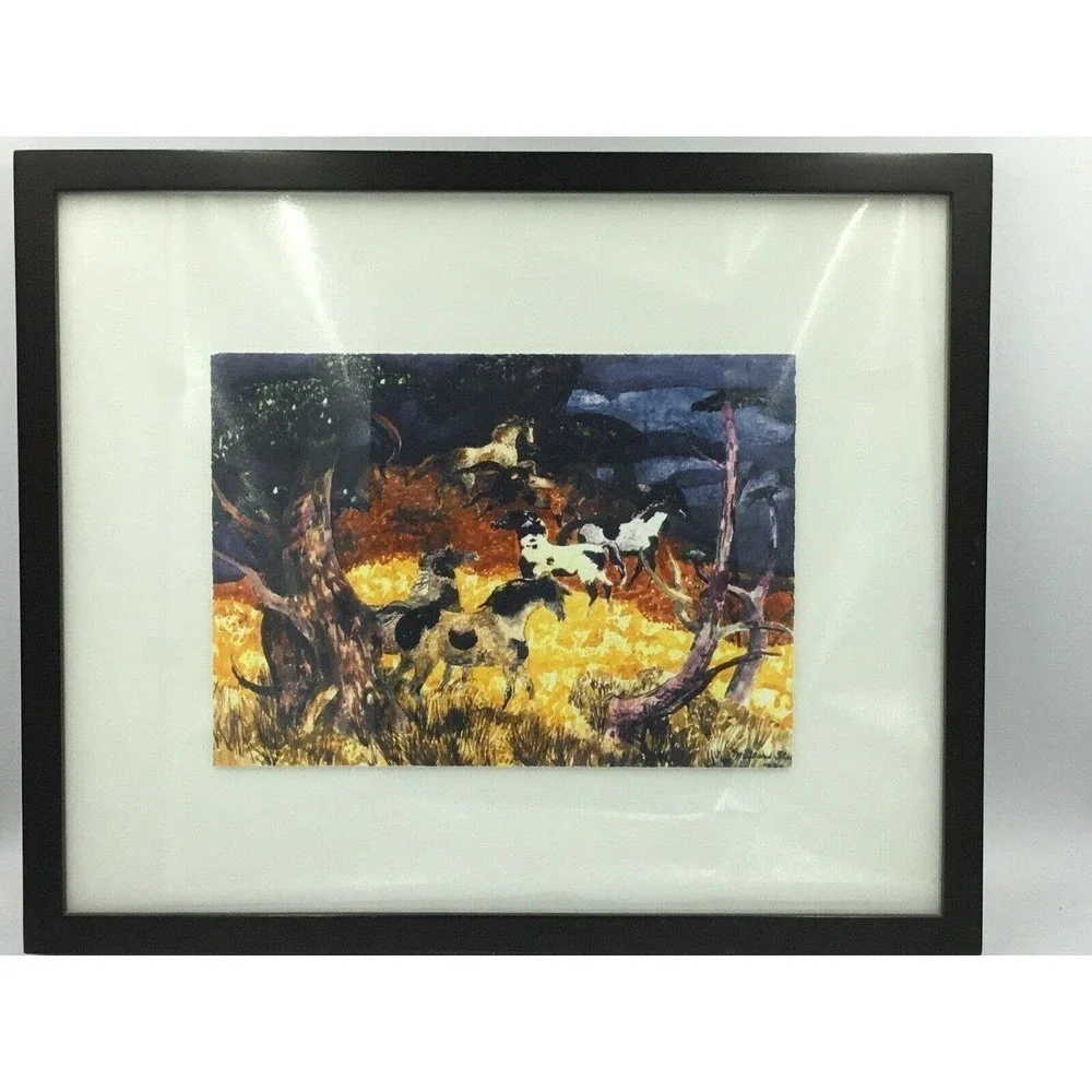 MILLARD SHEETS Horses At Play Framed Matted Print